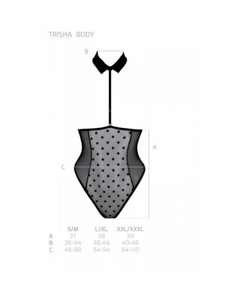 Еротичне боді Passion TRISHA BODY, XXL/XXXL, black, з відкритими чашками