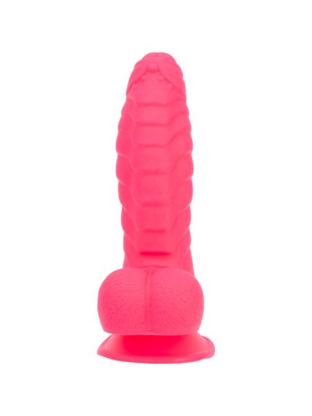Ребристий фалоімітатор на присосці ADDICTION — Tom 7″ Dildo With Balls — Pink, віброкуля в подарунок
