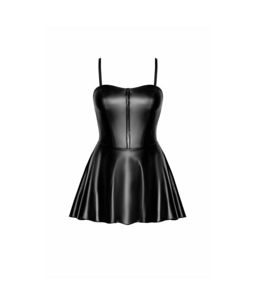 Сукня Noir Handmade F308 Dreamer, XL, міні, під латекс, відкриті плечі, спідниця кльош, блискавка спереду