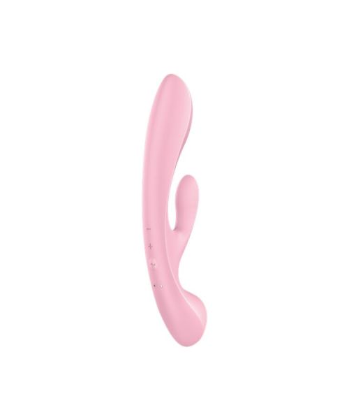 Двосторонній вібратор-кролик Satisfyer Triple Oh Pink, 3 мотори, руків’я-масажер