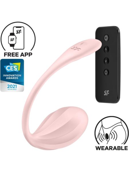 Смарт-віброяйце Satisfyer Ribbed Petal Connect App Rose, керування зі смартфона, пульт ДК