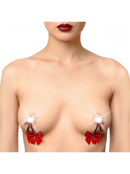 Затискачі для сосків з регулюванням Art of Sex - Flirty Bow, колір червоний