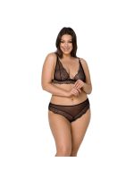 Комплект білизни Passion AMBERLY SET 4XL/5XL black, ліф, трусики бразиліана, люрексова нитка