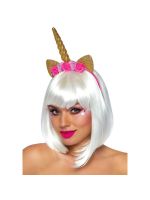 Золотий ріг єдинорога Leg Avenue Golden unicorn flower headband, прикрашений квітами