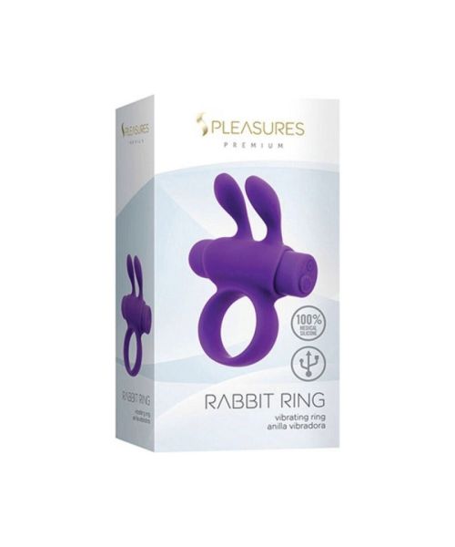 Ерекційне віброкільце S Pleasures Premium Rabbit Ring фіолетове, зі знімною віброкулею та вушками