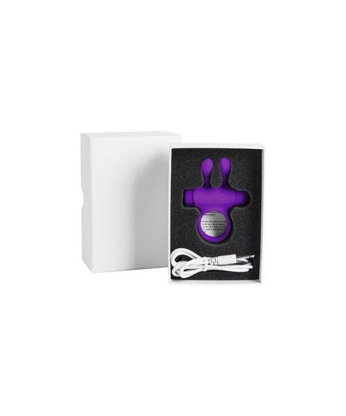 Ерекційне віброкільце S Pleasures Premium Rabbit Ring фіолетове, зі знімною віброкулею та вушками