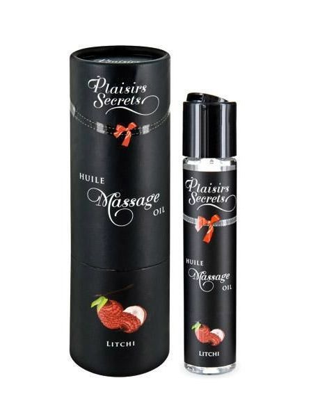 Масажна олія Plaisirs Secrets Litchi (59 мл) з афродизіаками, їстівна, подарункове паковання