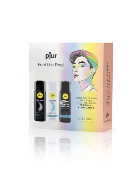Набір лубрикантів pjur Pride Box 3х30 мл, 2 змазки на водній основі та 1 на силіконовій
