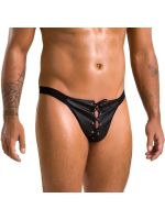 Чоловічі сліпи на шнурівці Passion 044 SLIP BEN XXL/XXXL Black, екошкіра, люверси