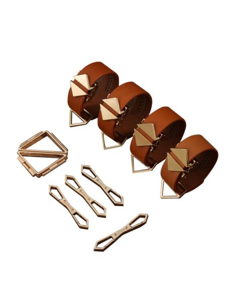Набір фіксаторів для рук та ніг LOCKINK Hogtie Set, коричневий, ремені з натуральної шкіри