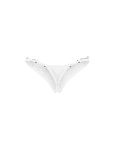 Трусики-стрінги з мереживом Obsessive Arrowel White crotchless thong S/M