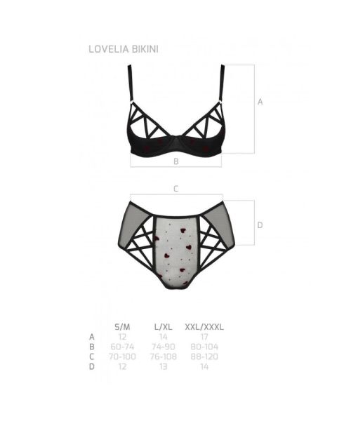 Еротичний комплект з малюнком Passion LOVELIA BIKINI XXL/XXXL, black