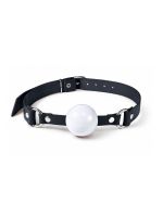Кляп силіконовий Feral Feelings Silicon Ball Gag Black/White, чорний ремінець, біла кулька