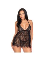 Сорочка бебі-дол Leg Avenue Floral lace babydoll & string Black L, стрінги