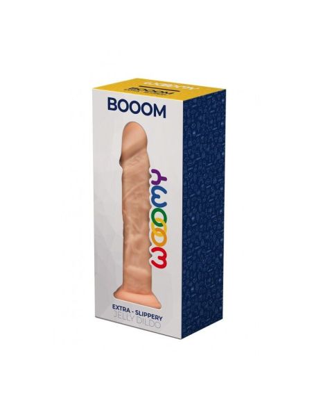 Фалоімітатор Wooomy Booom, з присоскою, сумісний з трусиками для страпона, 19,3х4,3 см