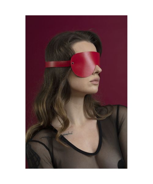 Маска на очі Feral Feelings - Blindfold Mask, натуральна шкіра, червона