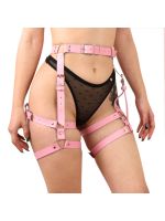 Гартери Art of Sex Claire, натуральна шкіра, розмір L-2XL, колір рожевий