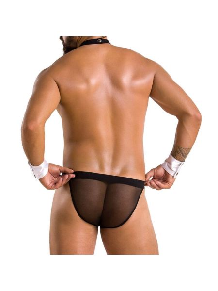 Комплект еротичної чоловічої білизни Passion 036 ALFRED XXL/XXXL Black, труси, комірець, манжети