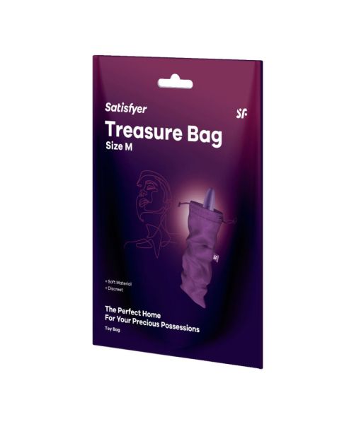 Мішечок для секс-іграшок Satisfyer Treasure Bag M, фіолетовий, на шнурку