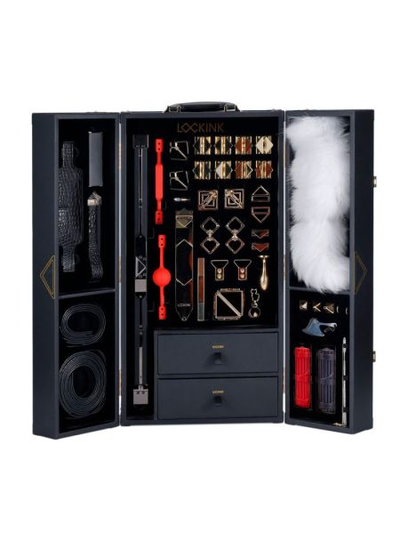 БДСМ-набір LOCKINK All-in-1 BDSM Play Kit, чорний, шкіра з тисненням, предмети для бондажу, шибарі, ваксплею