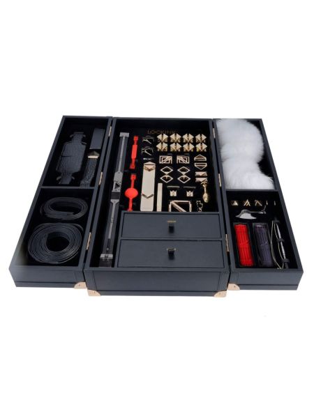 БДСМ-набір LOCKINK All-in-1 BDSM Play Kit, чорний, шкіра з тисненням, предмети для бондажу, шибарі, ваксплею