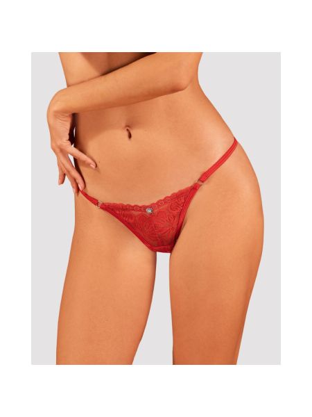 Мереживні стрінги Obsessive Lacelove thong XL/2XL Red, низька посадка