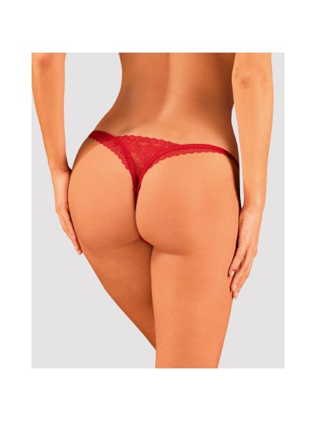 Мереживні стрінги Obsessive Lacelove thong XL/2XL Red, низька посадка