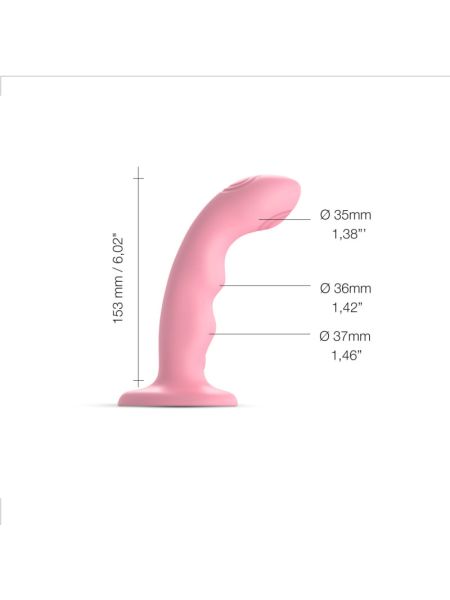 Насадка для страпона з подвійною точковою пульсацією Strap-On-Me TAPPING DILDO WAVE – CORAL PINK, М
