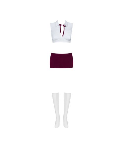 Еротичний костюм студентки Obsessive Student 4 pcs costume S/M, топ, спідниця, стринги, гольфи