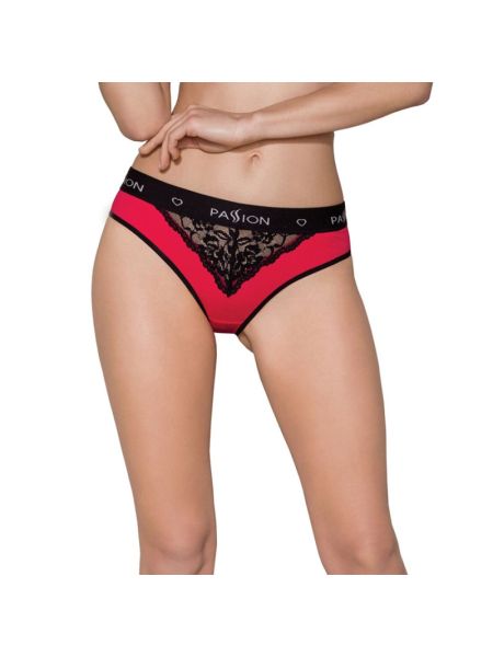 Трусики з широкою гумкою і мереживом Passion PS001 PANTIES S, red-black