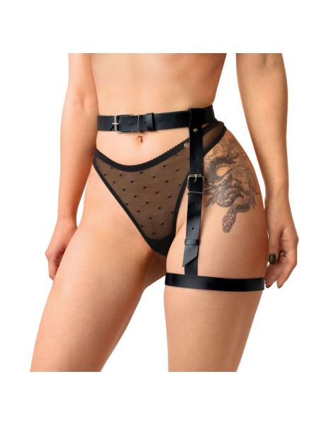Гартер на ногу Art of Sex - Petra, натуральна шкіра, розмір XS-2XL, колір чорний