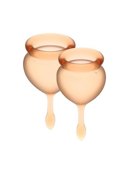 Набір менструальних чаш Satisfyer Feel Good (orange), 15мл і 20мл, мішечок для зберігання