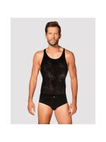 Чоловіча напівпрозора майка-борцовка з візерунком Obsessive T103 tank top S/M/L, чорна
