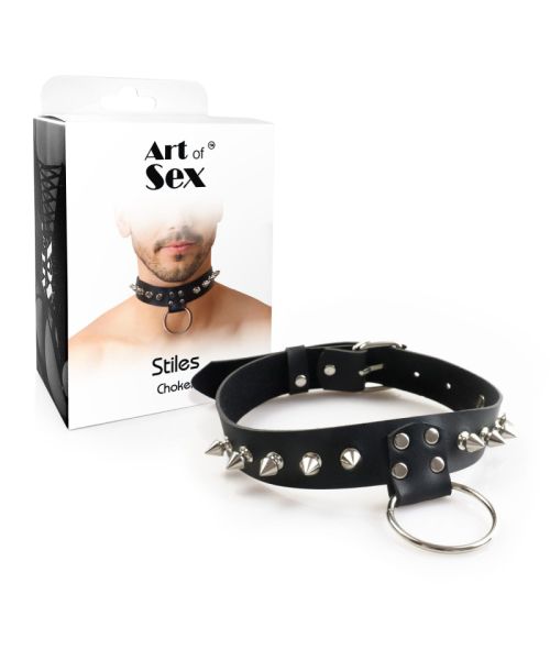 Чоловічий чокер з шипами Art of Sex - Stiles Leather and Spikes