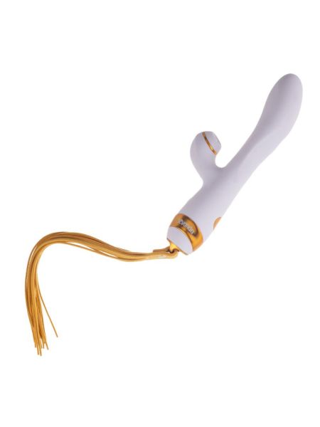 Вібратор-кролик з пульсацією та флогером LOCKINK SEVANDA Whip Vibrating Massage Wand, біло-золотий