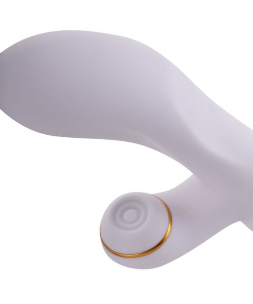 Вібратор-кролик з пульсацією та флогером LOCKINK SEVANDA Whip Vibrating Massage Wand, біло-золотий