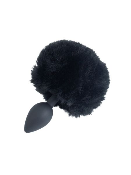 Анальна пробка з хвостом Punishment - Bunny Tail Silicone Anal Plug - Black