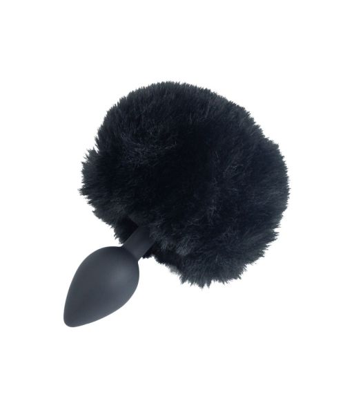 Анальна пробка з хвостом Punishment - Bunny Tail Silicone Anal Plug - Black