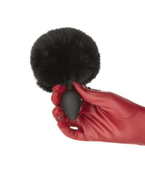 Анальна пробка з хвостом Punishment - Bunny Tail Silicone Anal Plug - Black