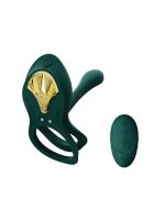 Смарт-ерекційне кільце Zalo -  BAYEK Turquoise Green, подвійне з ввідною частиною, пульт ДК