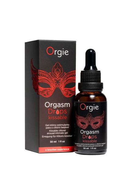 Збуджувальні краплі для клітора Orgie Orgasm Drops Kissable, 30 мл, тепло-холод, смак яблука