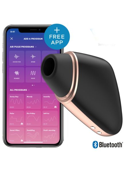 Вакуумний кліторальний стимулятор Satisfyer Love Triangle Black з керуванням через інтернет