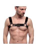 Чоловіча портупея на груди з натуральної шкіри Feral Feelings - Bulldog Harness Black
