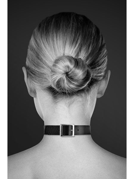 Чокер з кільцем для повідця Bijoux Pour Toi - FETISH Black, екошкіра