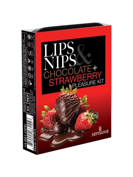 Подарунковий набір Sensuva Lips & Nips Pleasure Kit - Chocolate Strawberry 2 x 4г