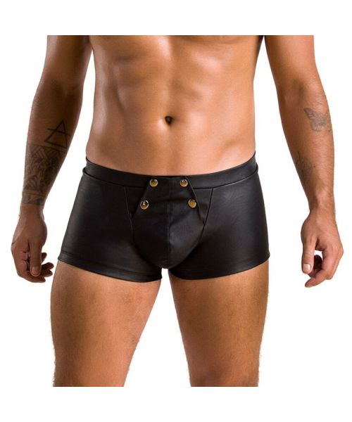 Чоловічі шкіряні боксери з клапаном Passion 050 SHORT PATRICK XXL/XXXL Black