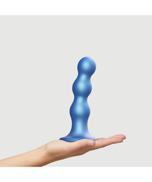 Насадка для страпона Strap-On-Me Dildo Plug Balls Blue Metallic L