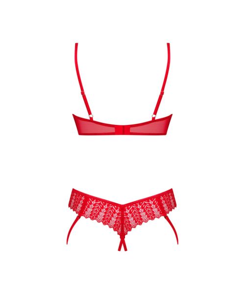 Комплект Obsessive Ingridia 2-pcs crotchless set XL/2XL, червоний, з доступом, відкриті груди
