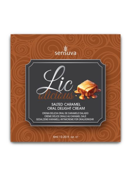 Пробник геля для мінету Sensuva Lic-o-licious Salted Caramel (6 мл), оліїстий, без цукру