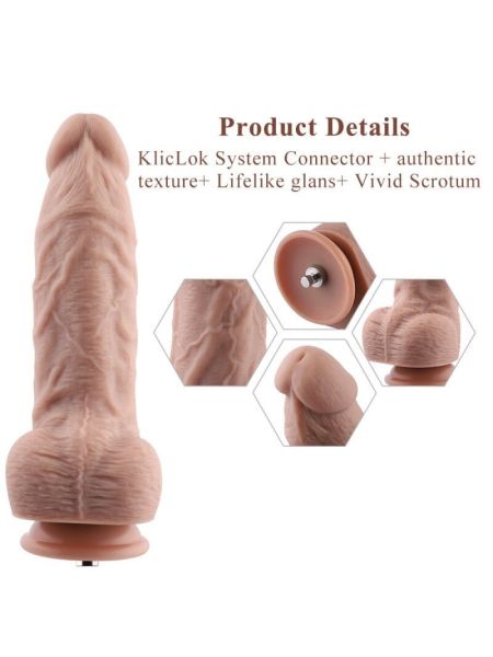 Гнучкий фалоімітатор для секс-машин Hismith 9.25″ Silicone Dildo, система KlicLok
